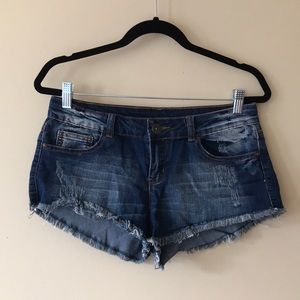 Distressed Low-Rise Cut Off Denim Jean Shorts